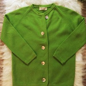 Vintage 100% Cashmere 50’s 60’s Green Cardigan