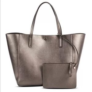 Reversible Faux Leather Tote Handbag