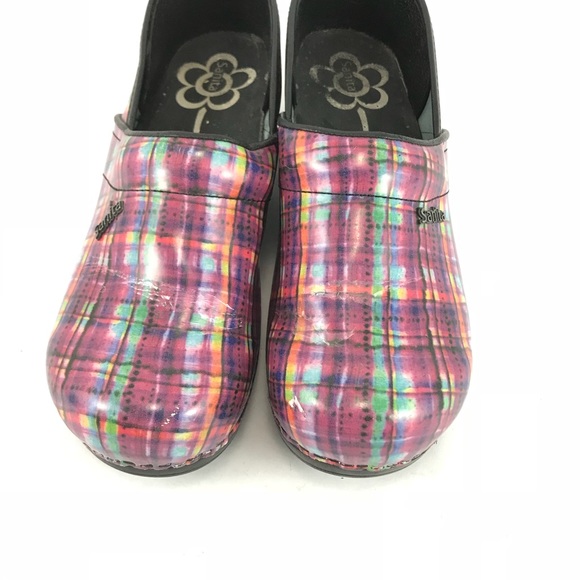 Sanita purple plaid woman’s clogs.  Size 40 - Picture 4 of 7