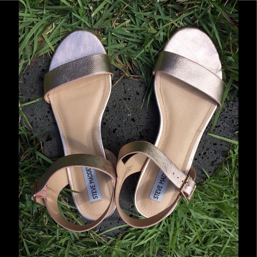 STEVE MADDEN sandals, 7.5, rose gold leather, $15.
