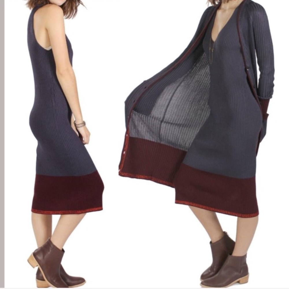 rag & bone🍂wool trim color block midi dress