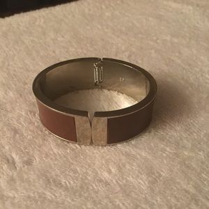 Silver/Brown Leather Cuff Bracelet