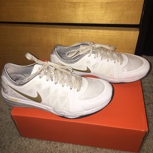 White & Gold Nike Dual Fusion Shoes