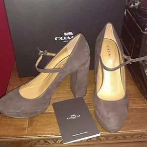 Suede Brown Coach Heels