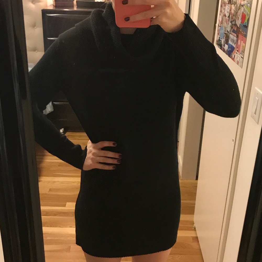 Madison Square Black Cowl Neck Sweater Dress