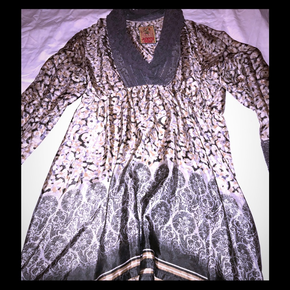 Johnny Was Blouse Crochet Sleeve