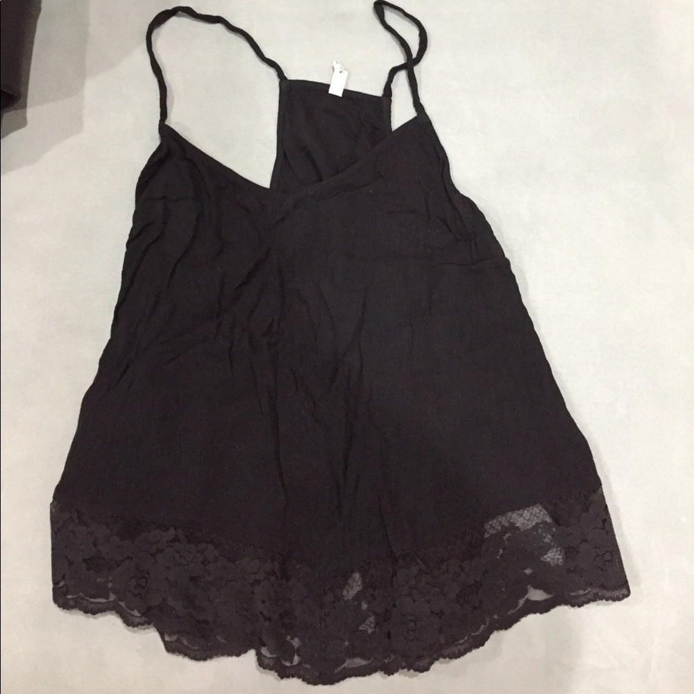 Free People medium black tank with lace detailing