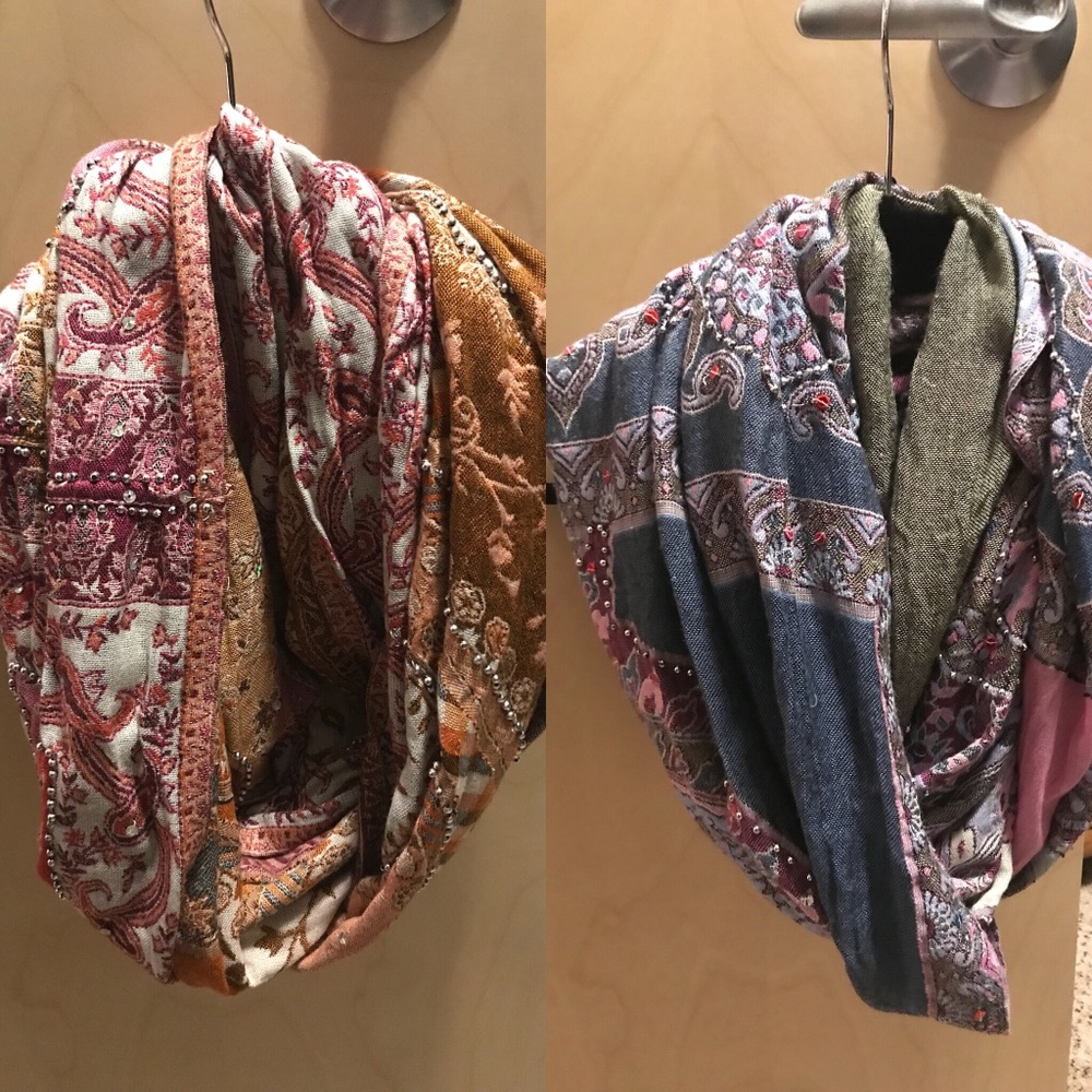 Two Anthropologie Infinity Scarves $30 for both