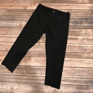 90 degree black crop see thru calves leggings