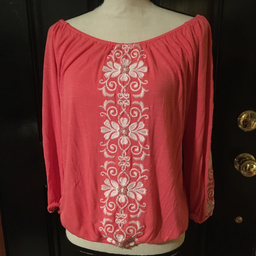 INC embriodered peasant top - EUC