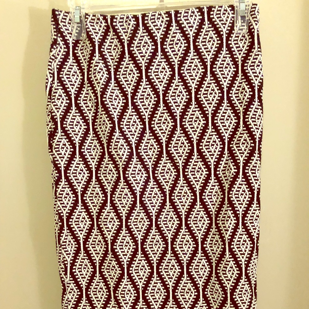 Midi Length Patterned And Textured Pencil Skirt - image 1