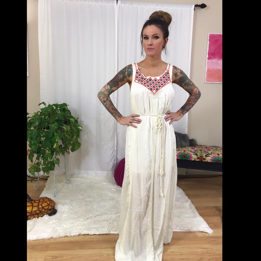 Embroidered boho maxi dress