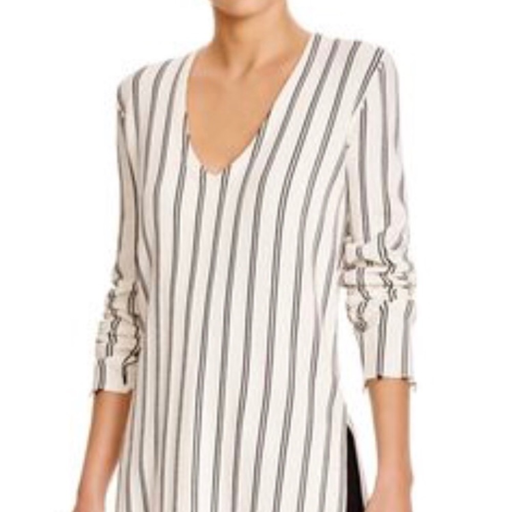 Theory Haydren stretch knit double-striped sweater