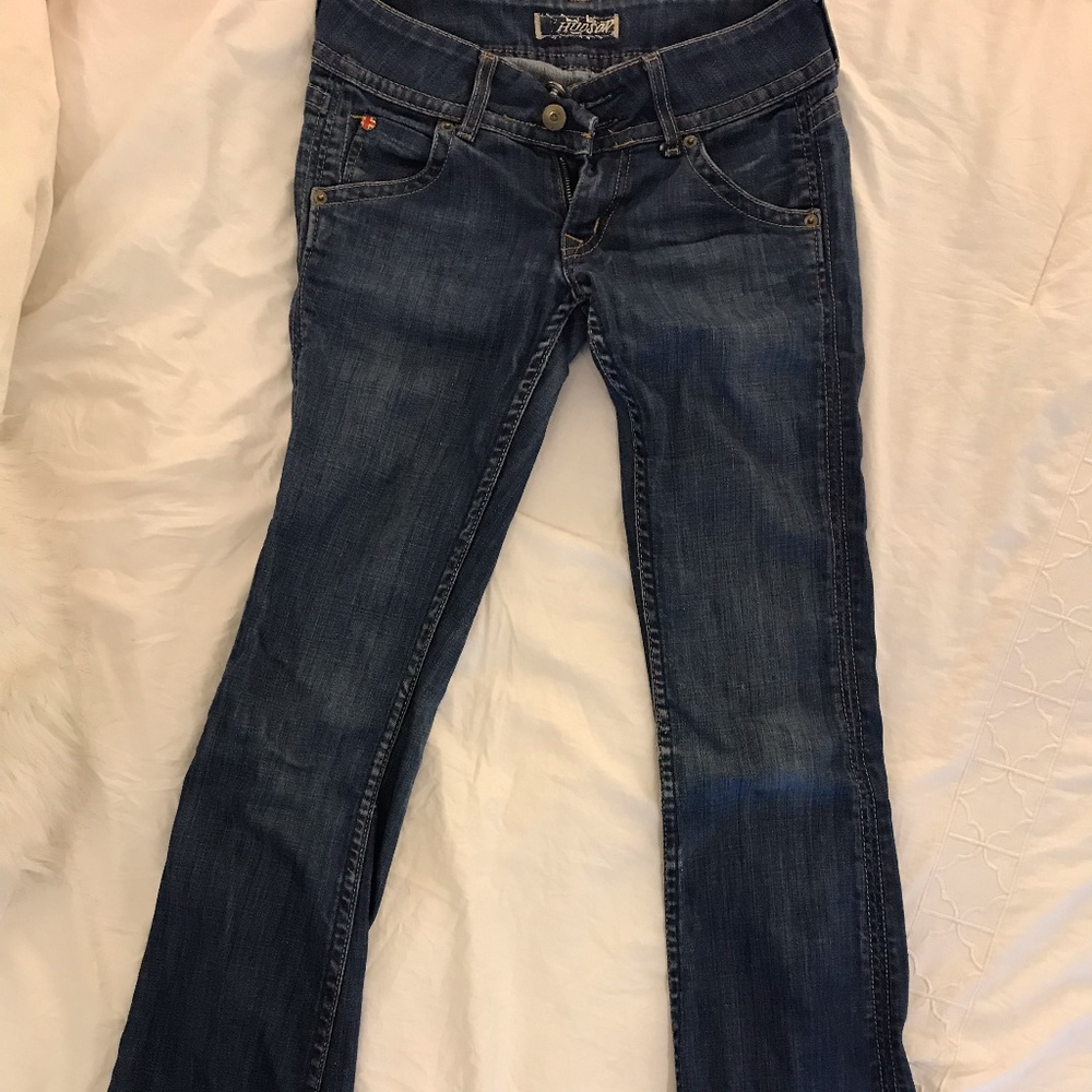 Hudson flared mid-wash jeans