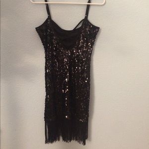 XS forever 21 sequin black flapper fringe dress