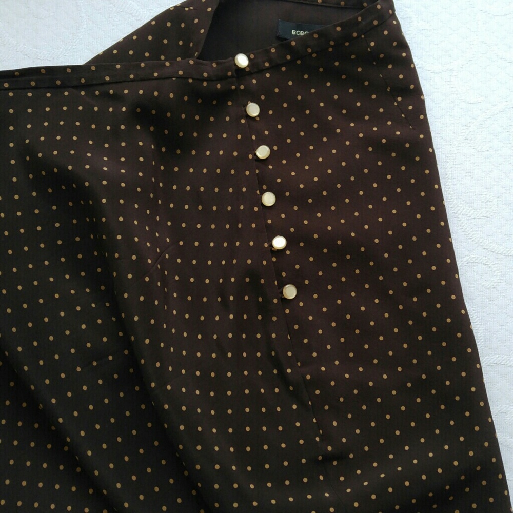⭐ BCBG 100% Silk Polka Dot Skirt - Brown - Picture 4 of 7