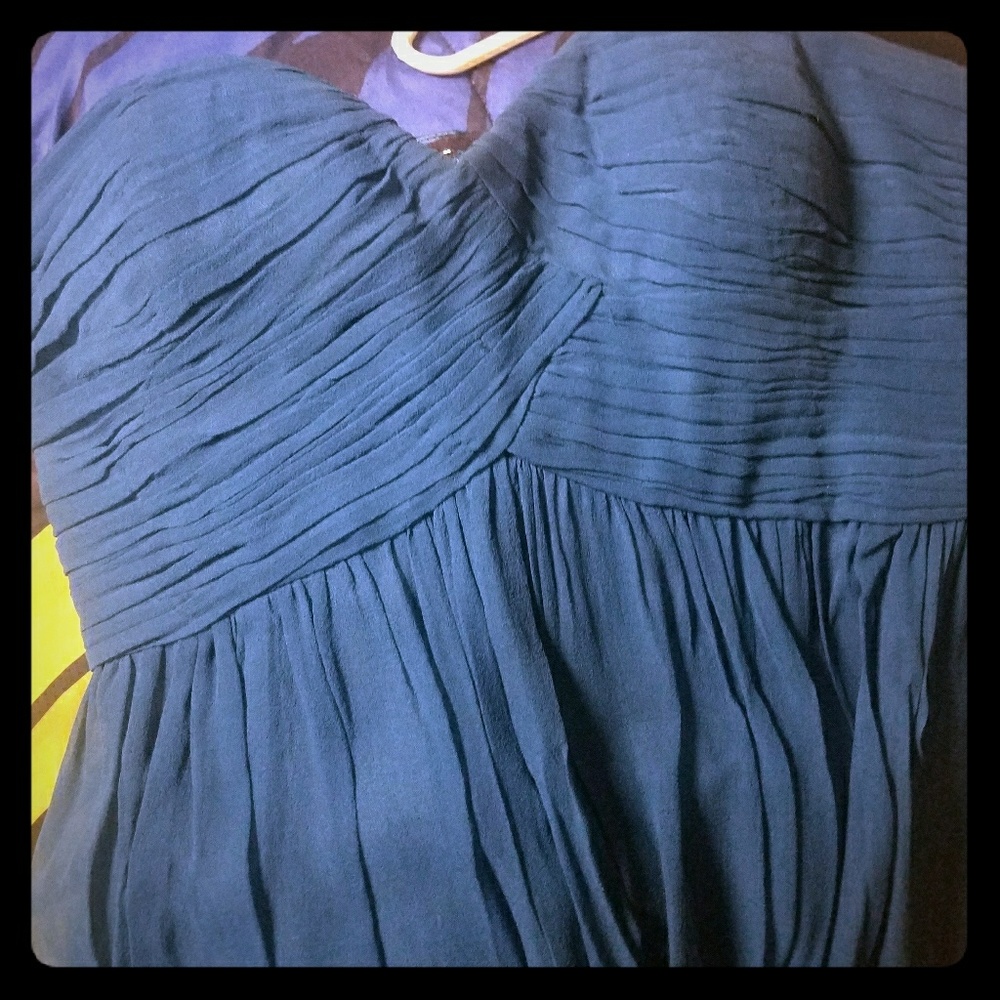 Teal, chiffon strapless semi formal dress!