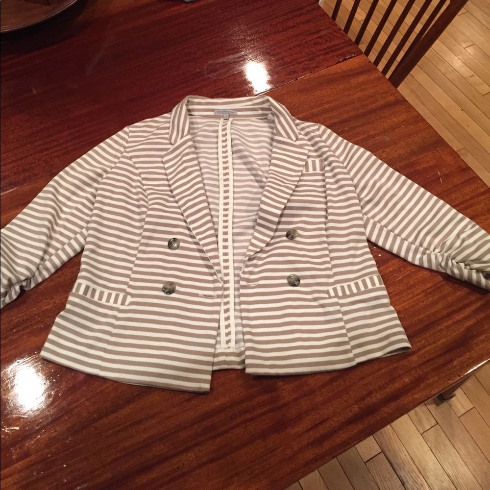 Charlotte Russe XL Tan and White Stripe Jacket