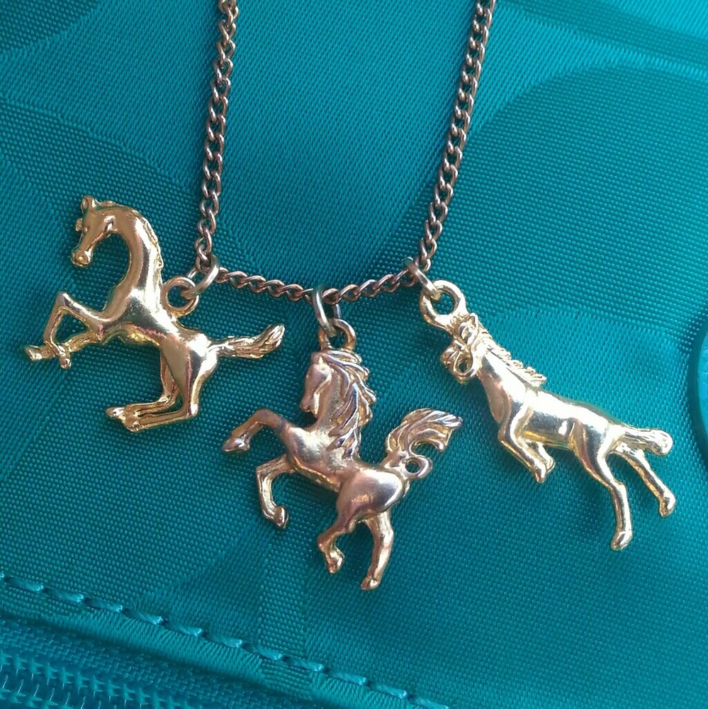 gold-tone horse necklace