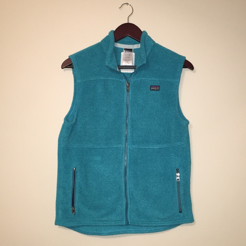 Patagonia Teal Fleece Zip Up Vest