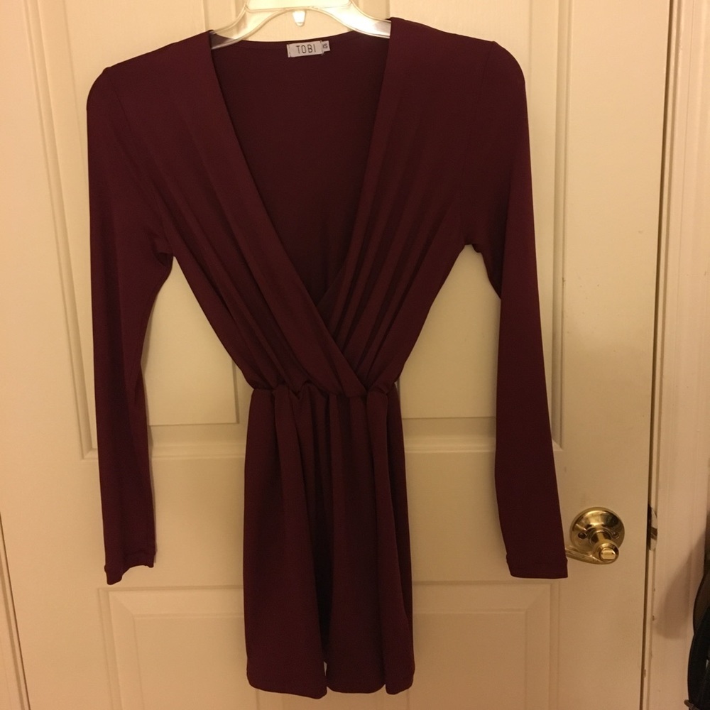 Tobi wrap around maroon dress