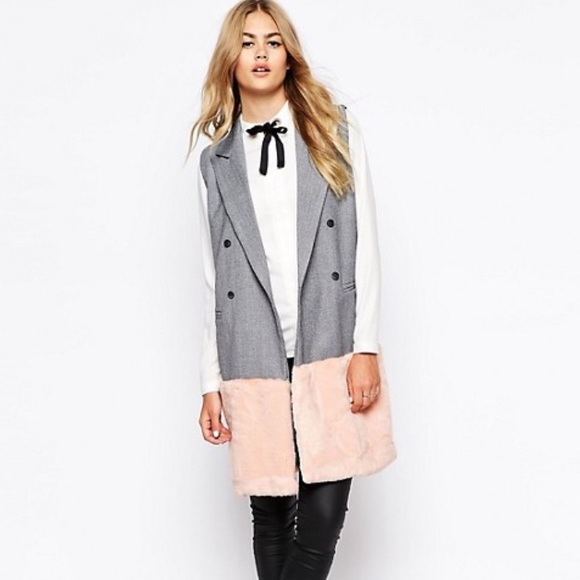 Sister Jane Sleeveless Jacket With Faux Fur Panel - Picture 2 of 5