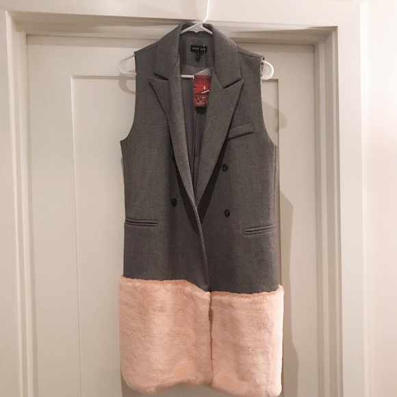 Sister Jane Sleeveless Jacket With Faux Fur Panel - Picture 4 of 5