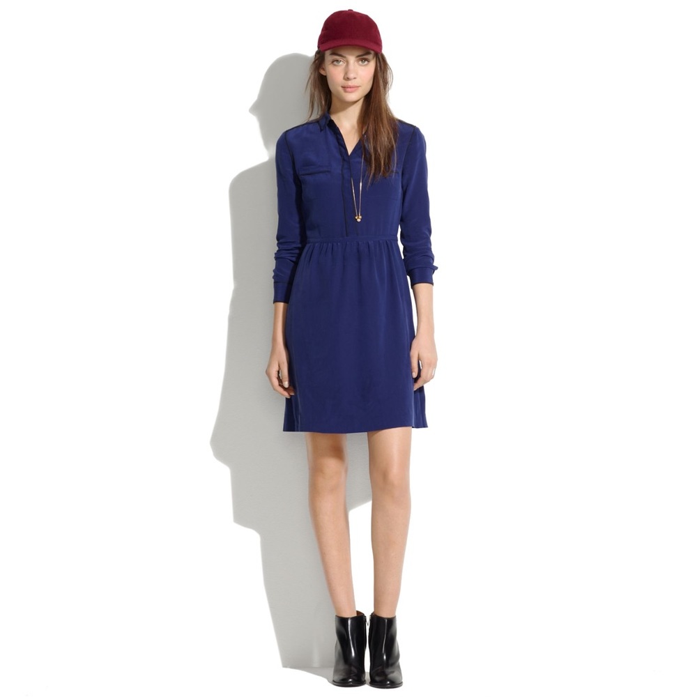Madewell Silk Long Sleeve Cinema Dress | size 10