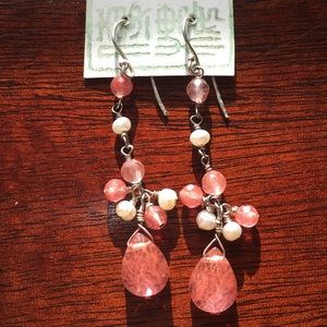 Handmade apple coral vintage glass earrings