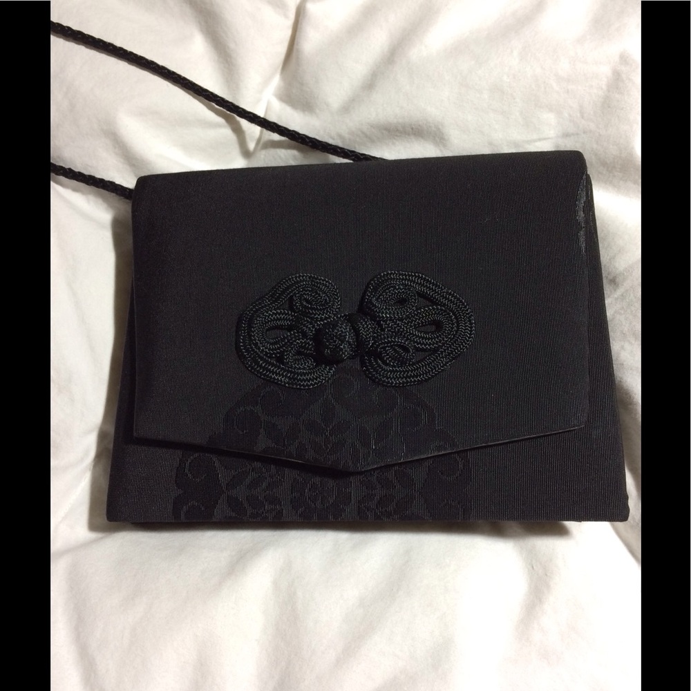 ORIENTAL black fabric crossover evening bag, $15. - Picture 4 of 5