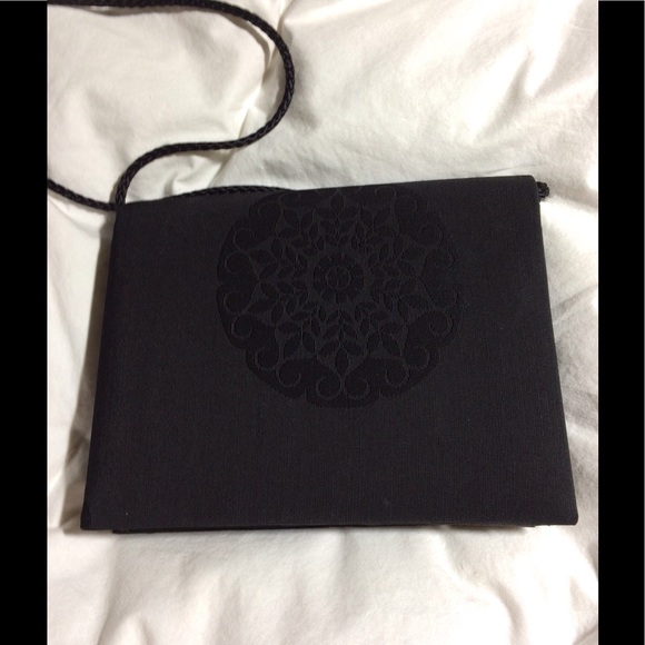 ORIENTAL black fabric crossover evening bag, $15. - Picture 5 of 5