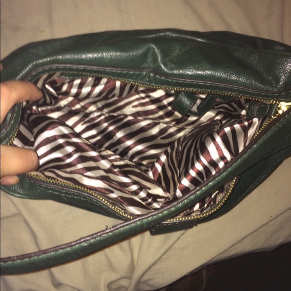 Green leather handbag