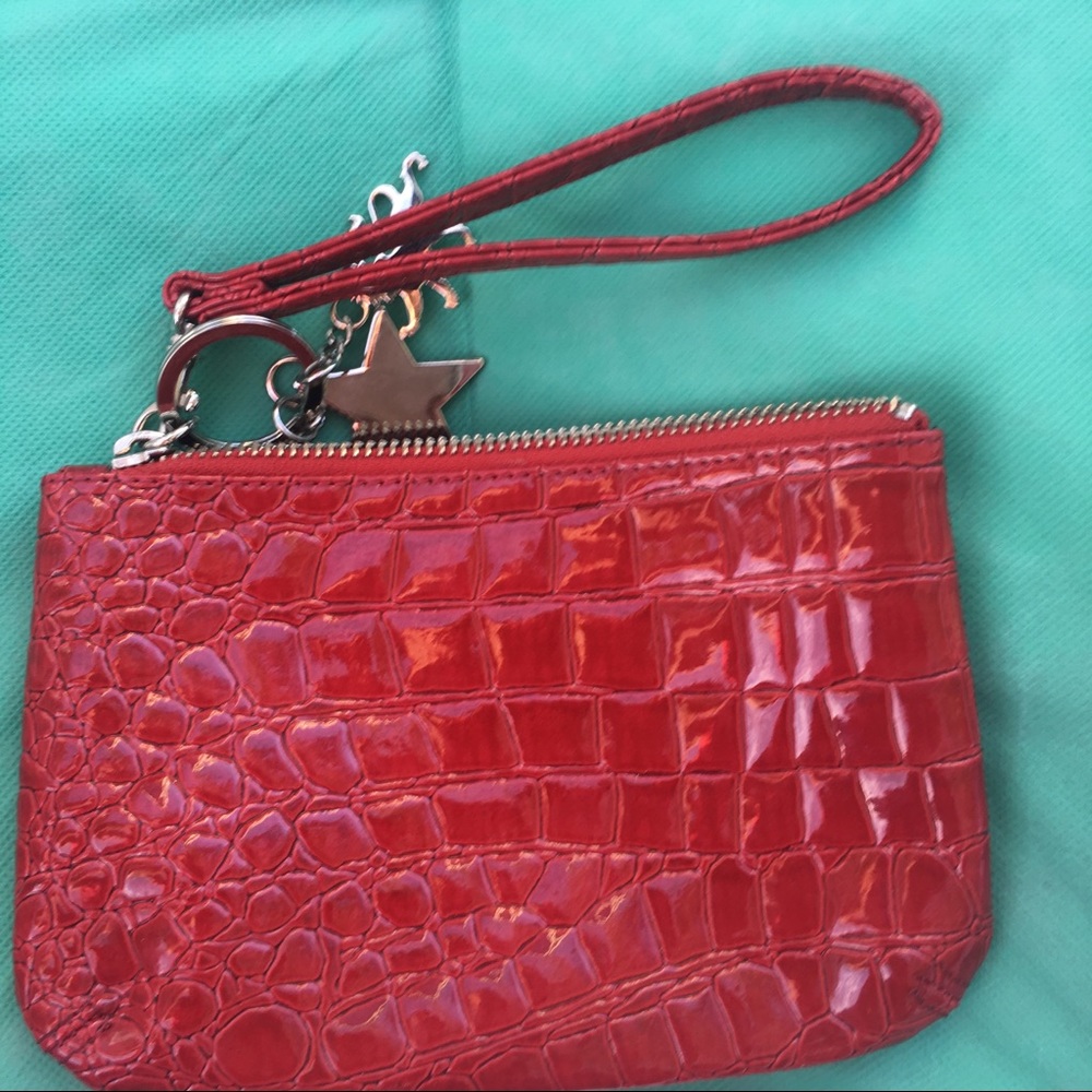 Red leather Express wristlet
