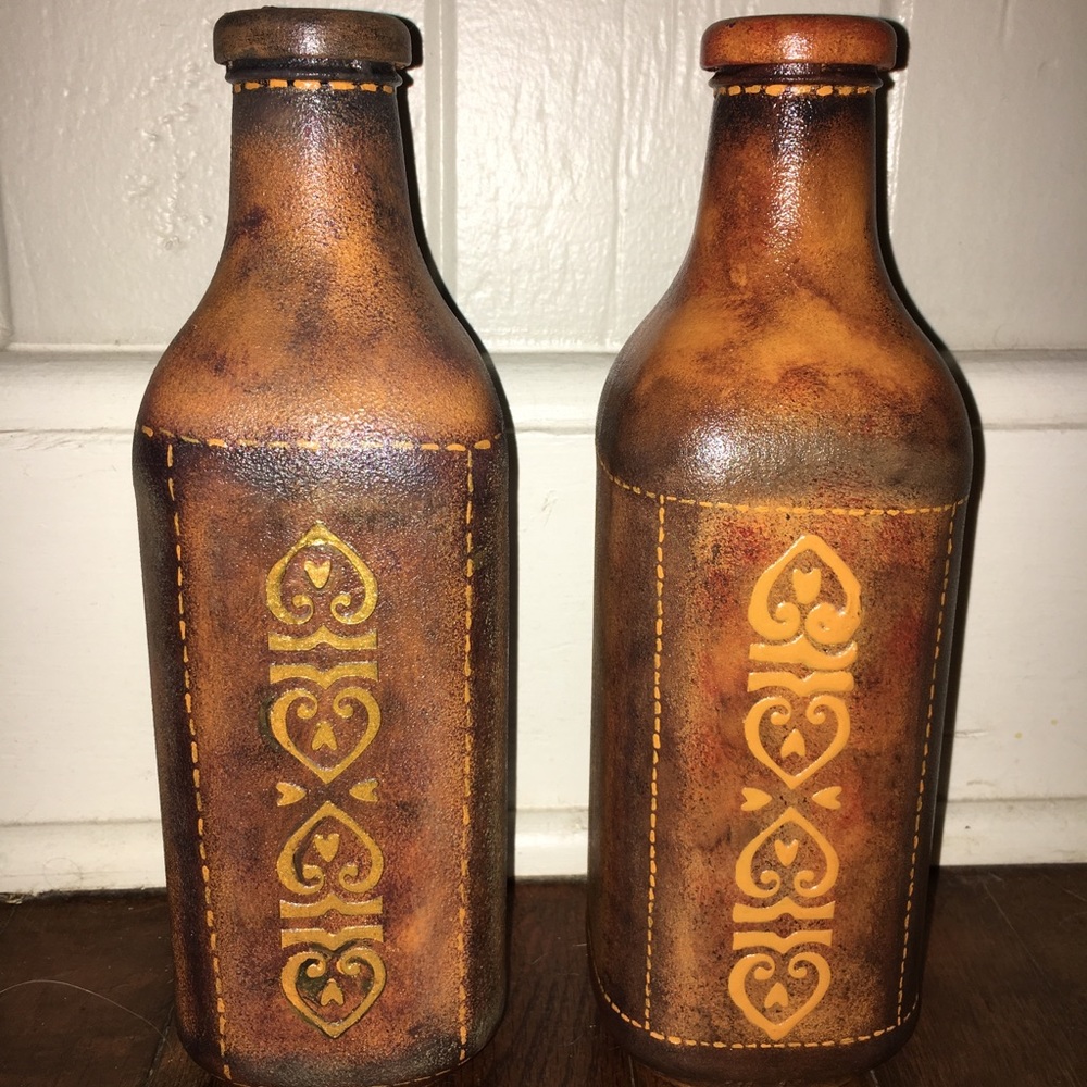 Rustic Leather-like Decorative Bottles