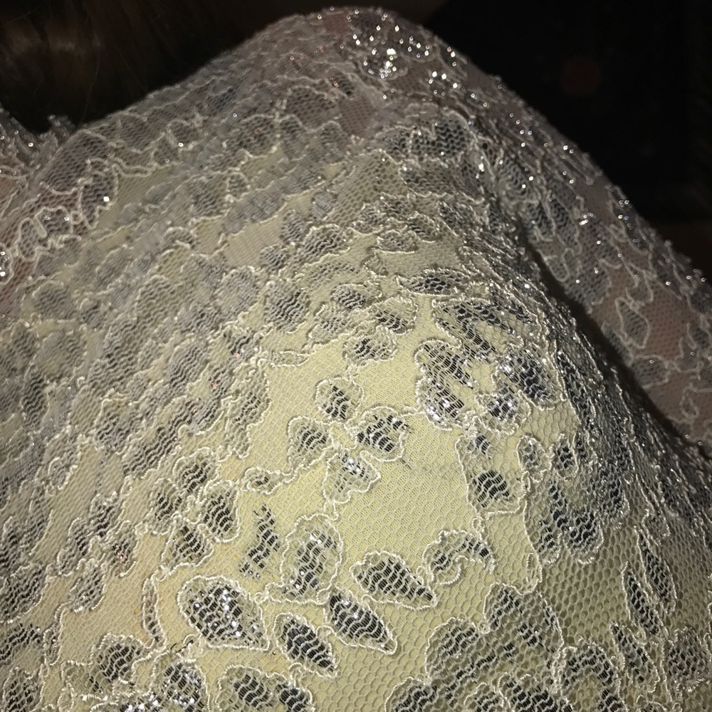 Lew Magram sheer glitterywhite long sleeve blouse