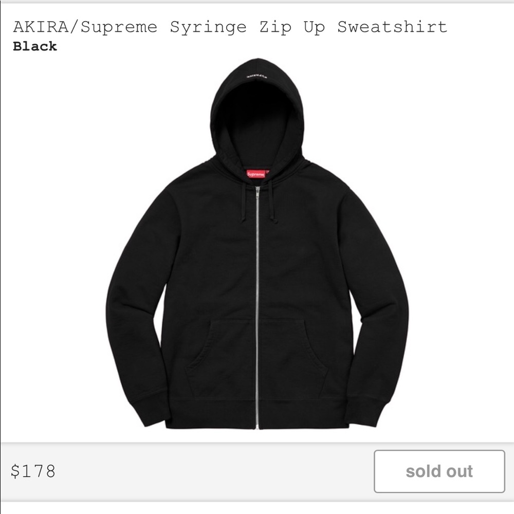 Akira/Supreme Syringe Zip Up Sweatshirt (BLACK)
