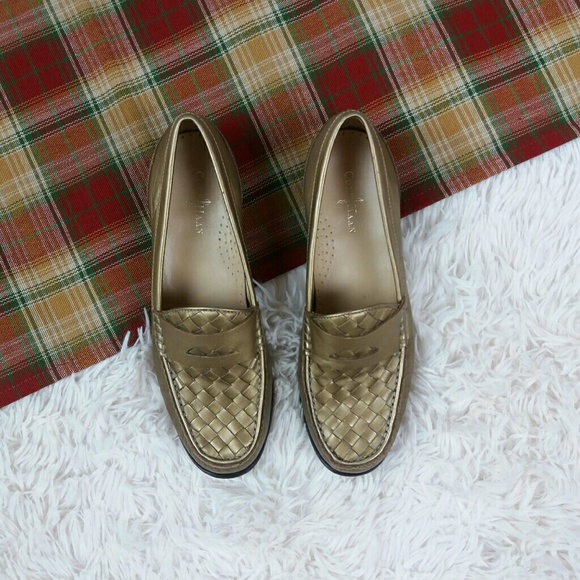 Cole Haan Shoes - Cole Haan gold woven loafers