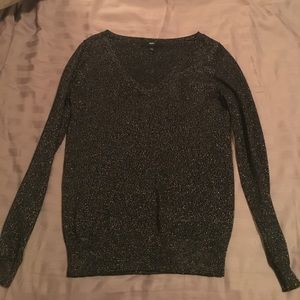 Black with gold glitter V-neck long sleeved