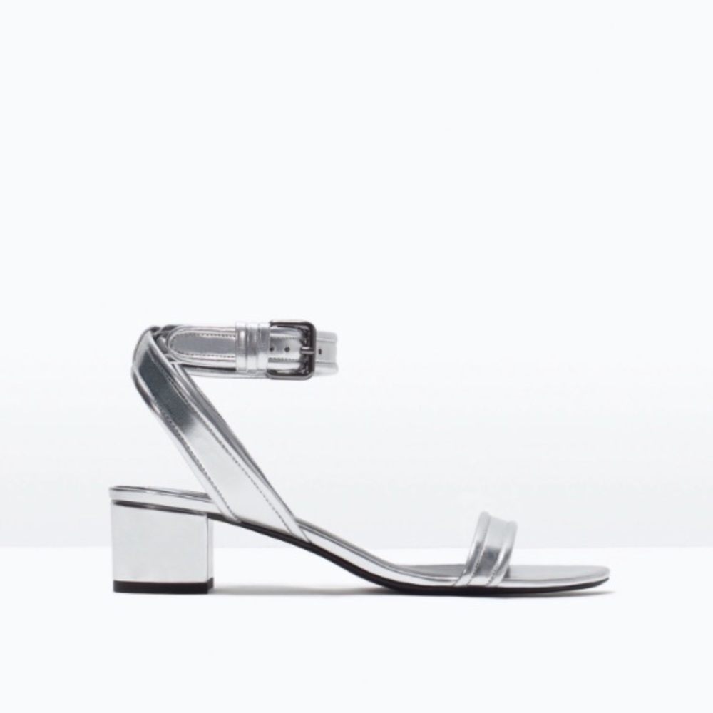 ZARA silver Block Heels Size 36/6 - Like New