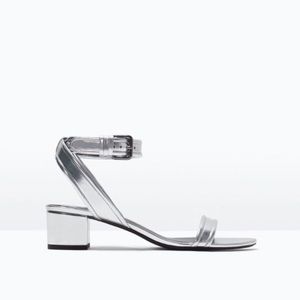 ZARA silver Block Heels Size 36/6 - Like New