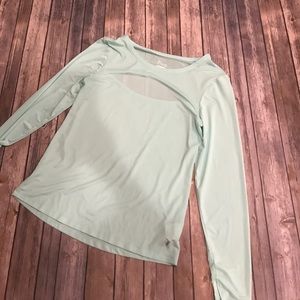 Old navy active wear teal top, open slit back