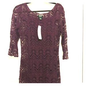 Ralph Lauren purple crocheted lace sheath dress