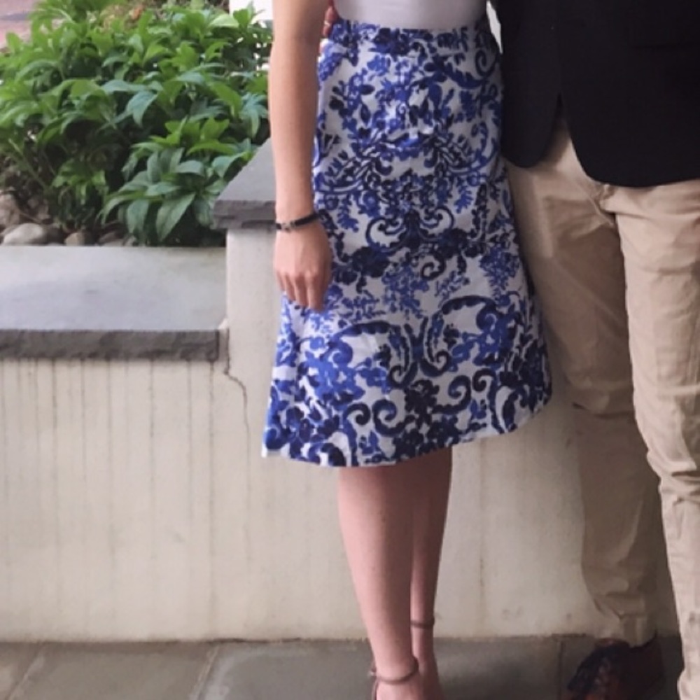 Mario Serrani Midi Blue Patterned Skirt