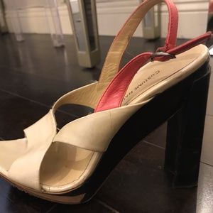 Costume National cream, black, and pink heels
