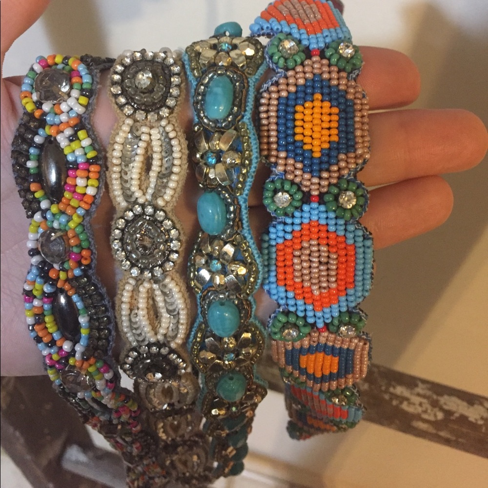 FREE PEOPLE beaded headband bundle, worn once