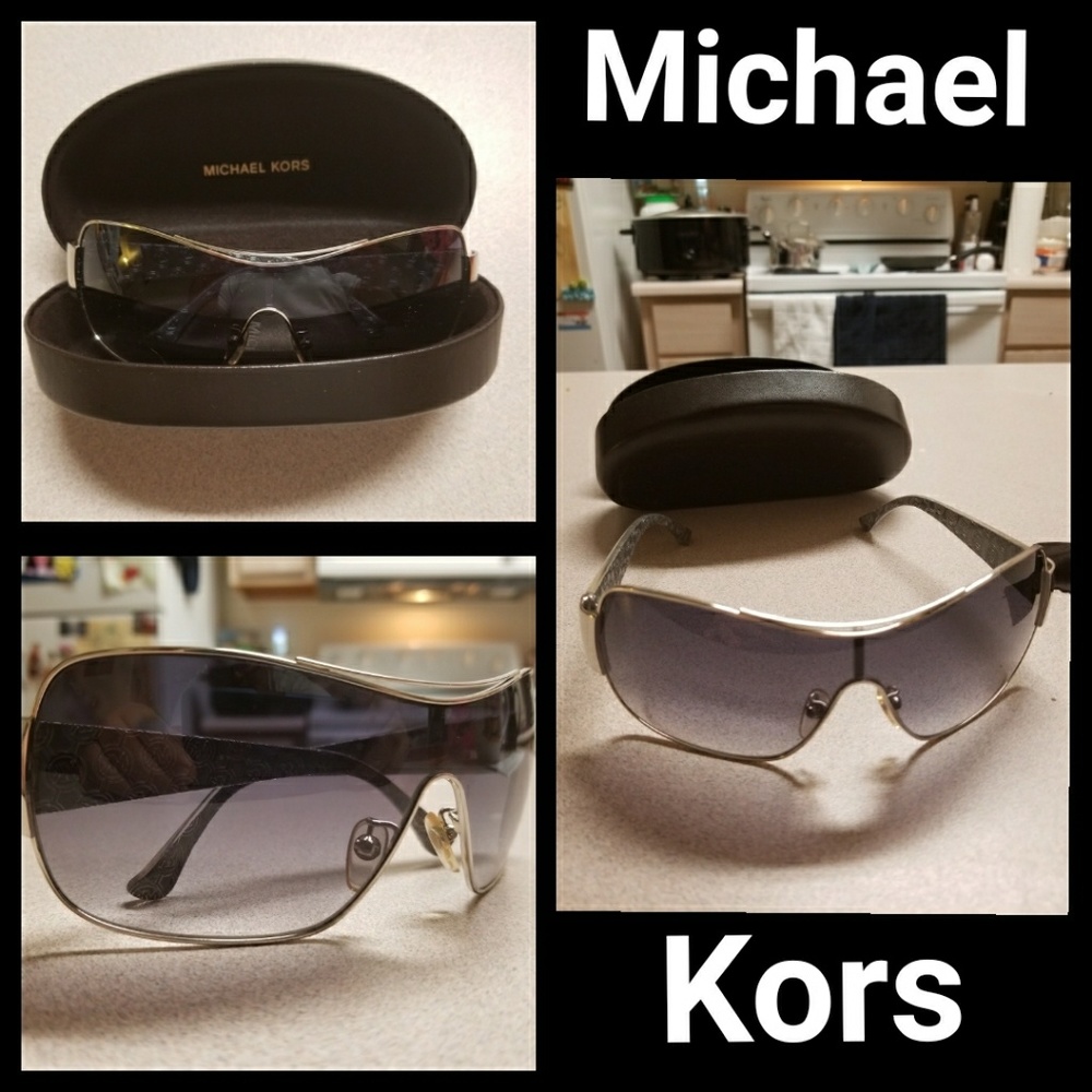 Michael Kors silver sunglasses w/purple lenses