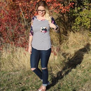 Floral Stripes Tee