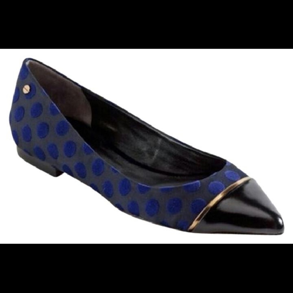 Rachel Roy Blue Pointed Polka Dot Flats