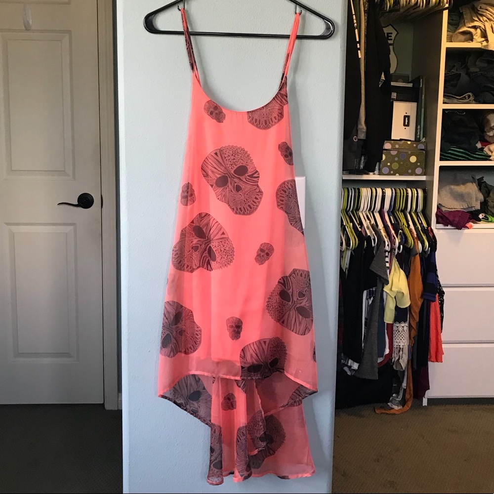 Chiffon Skull High-Low Dress