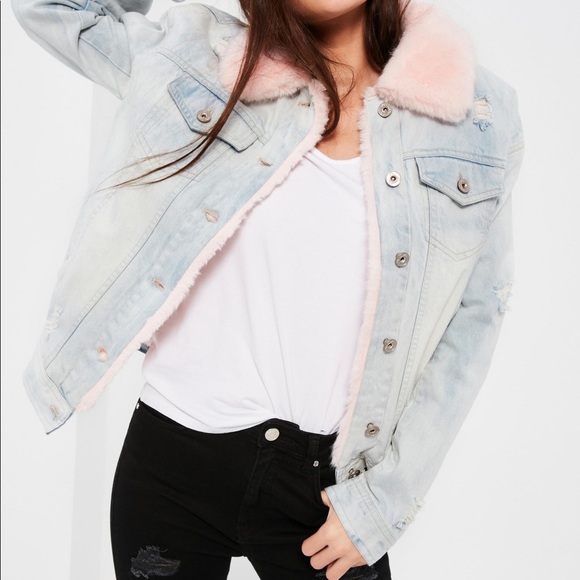 pink denim jacket missguided